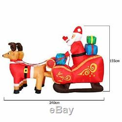 Monzana Santa with Sleigh Reindeer Inflatable 240 cm Christmas Decoration