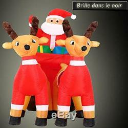 Monzana Santa with Sleigh Reindeer Inflatable 240 cm Christmas Decoration