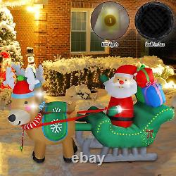 Mortime 6.7 FT Christmas Inflatable Santa Claus on Sleigh Pulled by Two Reindeer