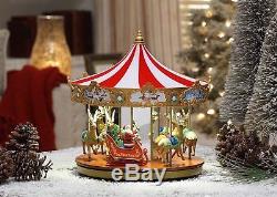 Mr. Christmas 12 Very Merry Carousel Lighted Santa Sleigh and Reindeer NEW