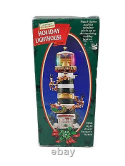 Mr. Christmas HOLIDAY LIGHTHOUSE Santa Sleigh Reindeer Revolving Beacon Tree Top