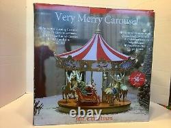 Mr. Christmas Very Merry Carousel Musical Animated Santa Reindeer Sleigh withBox