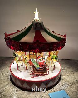 Mr Christmas Vintage Lighted Musical Animated Carousel Santa Sleigh Reindeer New
