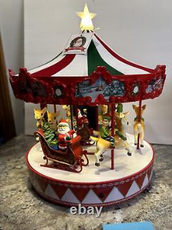 Mr Christmas Vintage Lighted Musical Animated Carousel Santa Sleigh Reindeer New