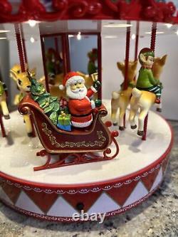 Mr Christmas Vintage Lighted Musical Animated Carousel Santa Sleigh Reindeer New