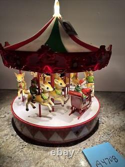 Mr Christmas Vintage Lighted Musical Animated Carousel Santa Sleigh Reindeer New