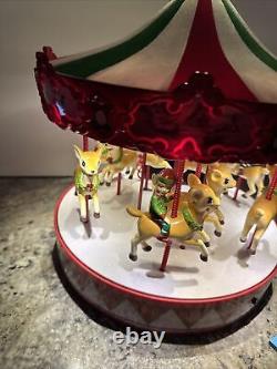 Mr Christmas Vintage Lighted Musical Animated Carousel Santa Sleigh Reindeer New