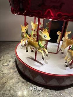 Mr Christmas Vintage Lighted Musical Animated Carousel Santa Sleigh Reindeer New