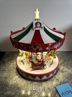 Mr Christmas Vintage Lighted Musical Animated Carousel Santa Sleigh Reindeer New