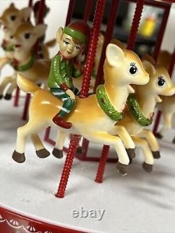Mr Christmas Vintage Lighted Musical Animated Carousel Santa Sleigh Reindeer New
