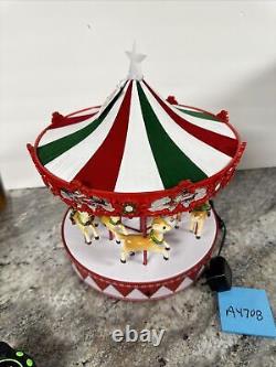 Mr Christmas Vintage Lighted Musical Animated Carousel Santa Sleigh Reindeer New