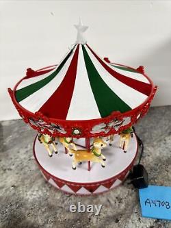 Mr Christmas Vintage Lighted Musical Animated Carousel Santa Sleigh Reindeer New