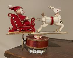 Musical Santa Sleigh MCM Rudolph The Red Nosed Reindeer Christmas Original Box