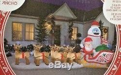 New 16.5 Long Rudolph Red Nosed Reindeer Santa Bumble Sleigh Inflatable By Gemmy