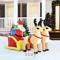 NEW 6ft Long Santa Claus Sleigh w Reindeer Christmas Lighted Yard Decor Outdoor