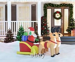 NEW 6ft Long Santa Claus Sleigh w Reindeer Christmas Lighted Yard Decor Outdoor