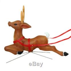 NEW 72 Santa Sleigh Reindeer Blow Mold Lighted Outdoor Display Set General Foam