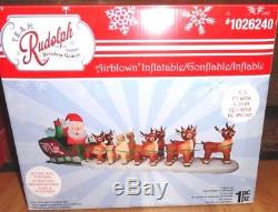 NEW CHRISTMAS AIRBLOWN INFLATABLE HUGE 17.5' SANTA With RUDOLPH & REINDEER SLEIGH