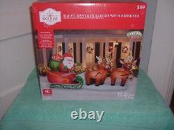 NEW Gemmy Christmas 11.5' ft Santa in Sleigh with Reindeer Airblown Inflatable NIB