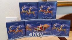 NEW Hallmark SANTA'S MIDNIGHT RIDE Dash Away Complete Set Sleigh + 8 Reindeer