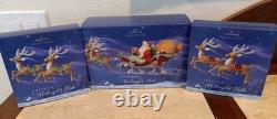 NEW Hallmark SANTA'S MIDNIGHT RIDE Dash Away Complete Set Sleigh + 8 Reindeer