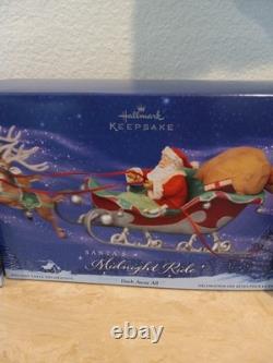 NEW Hallmark SANTA'S MIDNIGHT RIDE Dash Away Complete Set Sleigh + 8 Reindeer