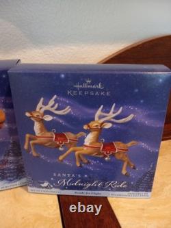 NEW Hallmark SANTA'S MIDNIGHT RIDE Dash Away Complete Set Sleigh + 8 Reindeer