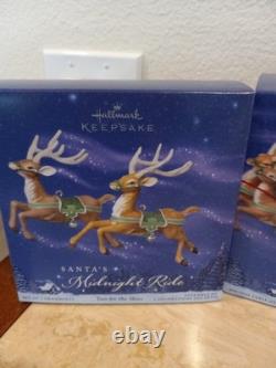 NEW Hallmark SANTA'S MIDNIGHT RIDE Dash Away Complete Set Sleigh + 8 Reindeer