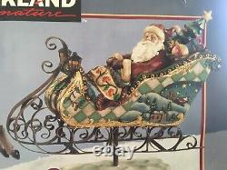 NEW! Kirkland SANTA SLEIGH AND REINDEER Christmas Figurines 4PC Set Old World
