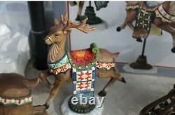 NEW! Kirkland SANTA SLEIGH AND REINDEER Christmas Figurines 4PC Set Old World