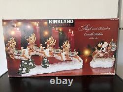 NEW Kirkland Signature Santa and Sleigh with Reindeer Candle Holders Free Ship