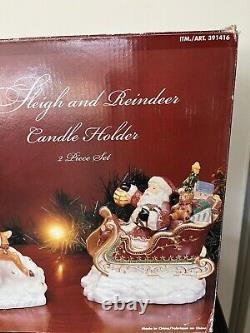 NEW Kirkland Signature Santa and Sleigh with Reindeer Candle Holders Free Ship