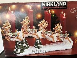 NEW Kirkland Signature Santa and Sleigh with Reindeer Candle Holders Free Ship