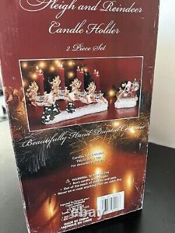 NEW Kirkland Signature Santa and Sleigh with Reindeer Candle Holders Free Ship