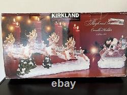 NEW Kirkland Signature Santa and Sleigh with Reindeer Candle Holders Free Ship