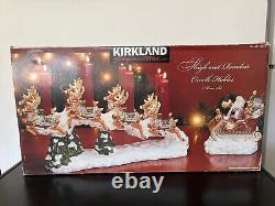 NEW Kirkland Signature Santa and Sleigh with Reindeer Candle Holders Free Ship