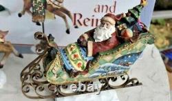 NEW! Kirkland VINTAGE SANTA SLEIGH AND REINDEER Christmas Figurines Decoration