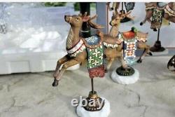 NEW! Kirkland VINTAGE SANTA SLEIGH AND REINDEER Christmas Figurines Decoration