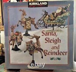 NEW! Kirkland VINTAGE SANTA SLEIGH AND REINDEER Christmas Figurines Decoration