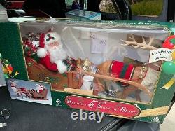 NEW Rare Holiday Creations Animated Reindeer And Santa On Sleigh In Box Working