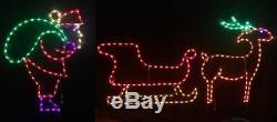 NEW Santa Claus Sleigh Reindeer Outdoor LED Lighted Decoration Steel Wireframe