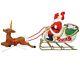 New Santa Claus Sleigh With Reindeer Lighted Christmas Blow Mold Blowmold Htf