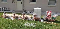 NEW Santa sleigh with 4 reindeer blow mold read description & and see pictures