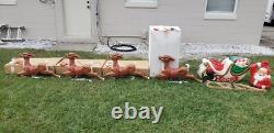 NEW Santa sleigh with 4 reindeer blow mold read description & and see pictures