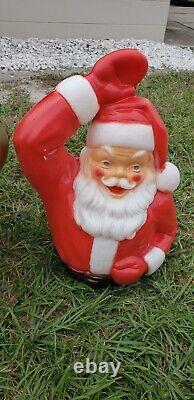 NEW Santa sleigh with 4 reindeer blow mold read description & and see pictures