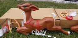 NEW Santa sleigh with 4 reindeer blow mold read description & and see pictures