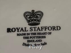 NEW Set of 12 Royal Stafford Reindeer Sleigh Santa Salad Plates Red/Pink