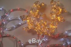 NEW Sunnydaze Sleigh w Santa Reindeer LED Rope Light Outdoor Christmas Display