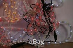 NEW Sunnydaze Sleigh w Santa Reindeer LED Rope Light Outdoor Christmas Display
