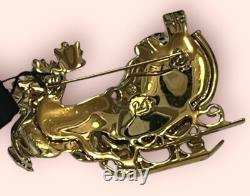 NEW WithTAG Signed Swarovski Santa's Christmas Reindeer Sleigh Pin/Brooch-RETIRED